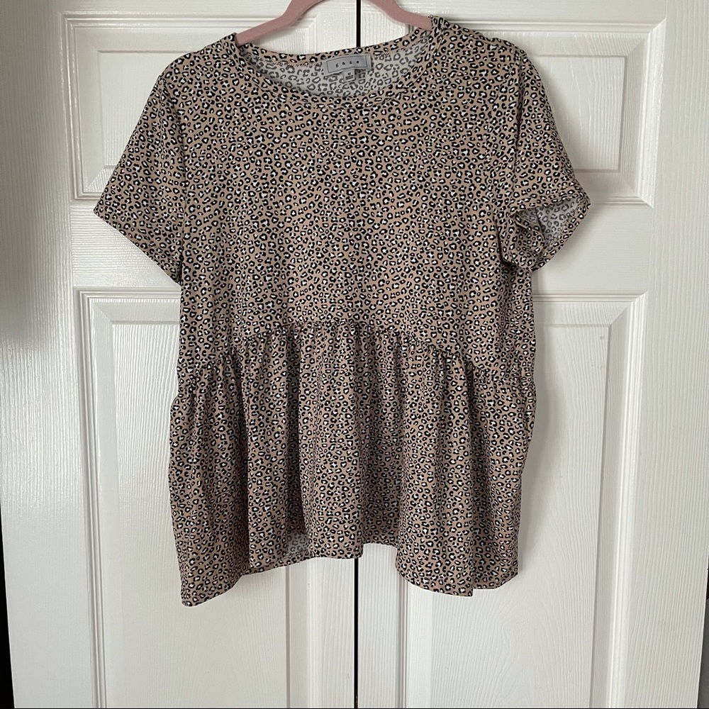 GAZE Leopard Print Peplum Top